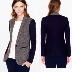 J. Crew Contrast Knit Schoolboy Blazer Jacket Charcoal Navy Colorblock Size 10